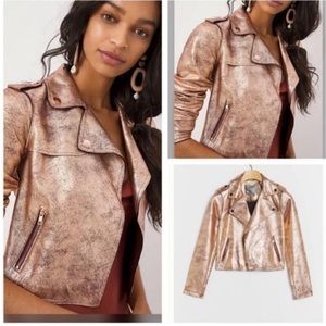 Anthropologie Rose Gold Biker Jacket